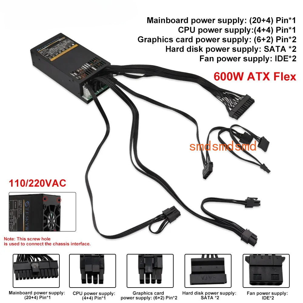 600W Modular Power Supply Smal - Flex Atx Power Supply 600W 1U recension och pris